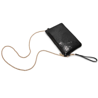Kono Glam Sparkle Sequin Evening Clutch-Sleek, Shimmering Wristlet & Crossbody