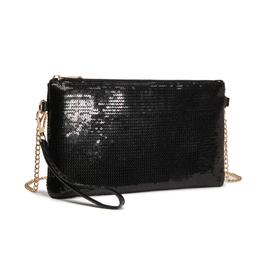 Kono Glam Sparkle Sequin Evening Clutch-Sleek, Shimmering Wristlet & Crossbody