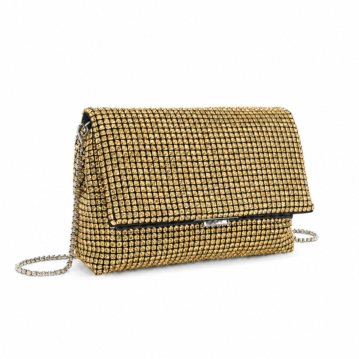 Kono Rhinestone Clutch Bag, Detachable Metal Chain Evening Bag