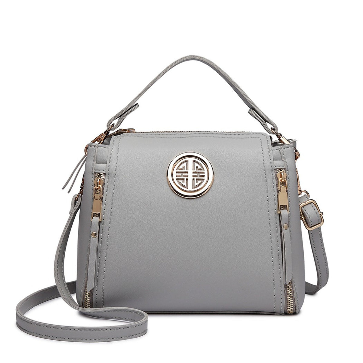Miss Lulu Leather Look Dual Zipped Handbag