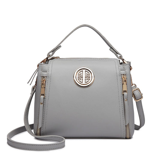 Miss Lulu Leather Look Dual Zipped Handbag