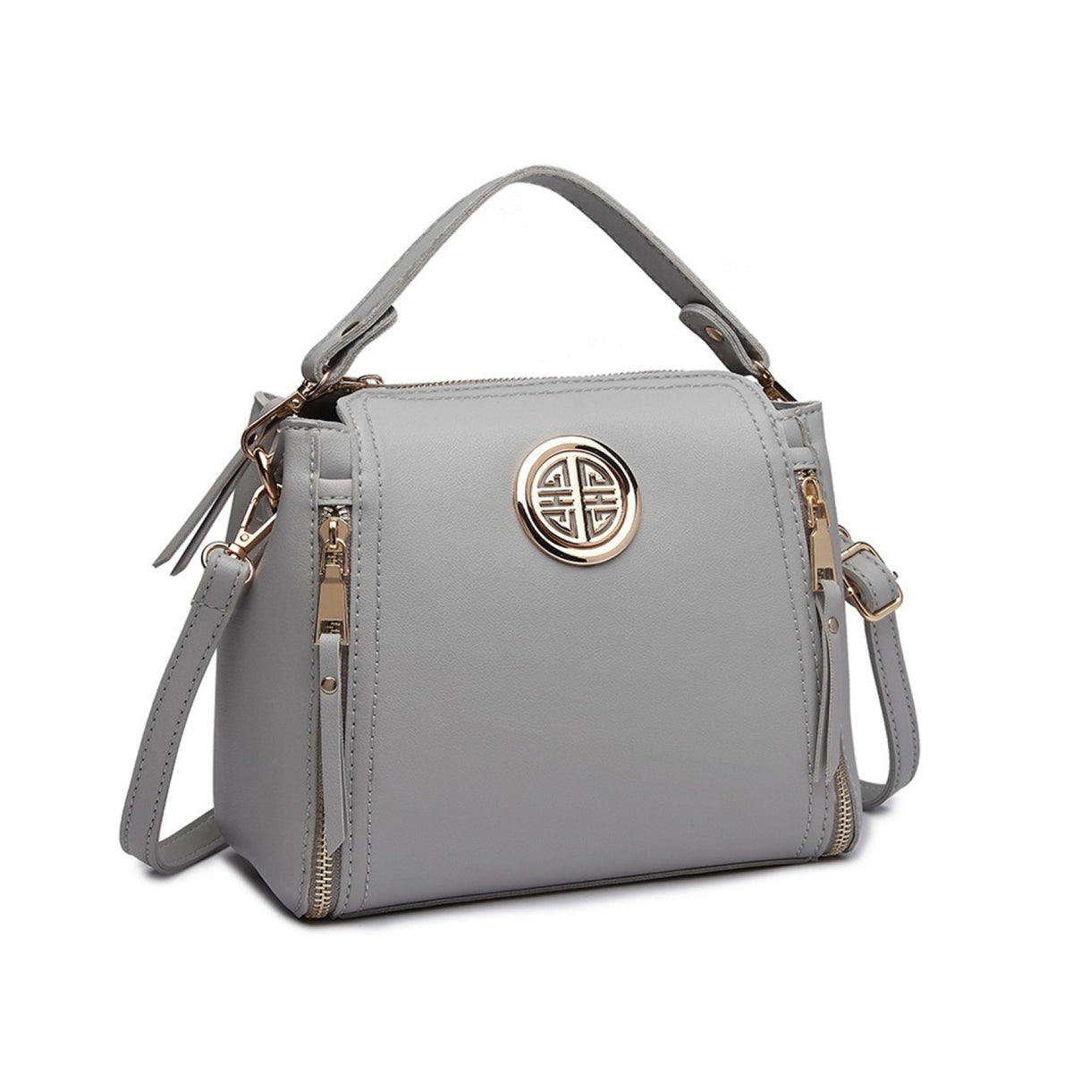 Miss Lulu Leather Look Dual Zipped Handbag