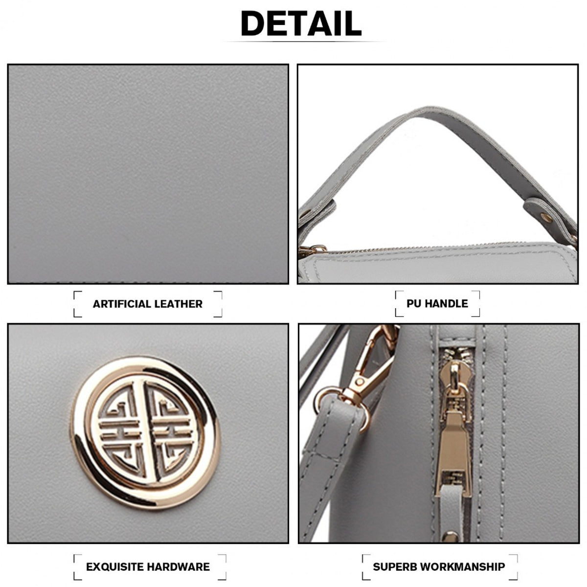 Miss Lulu Leather Look Dual Zipped Handbag