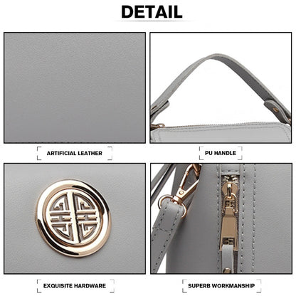 Miss Lulu Leather Look Dual Zipped Handbag
