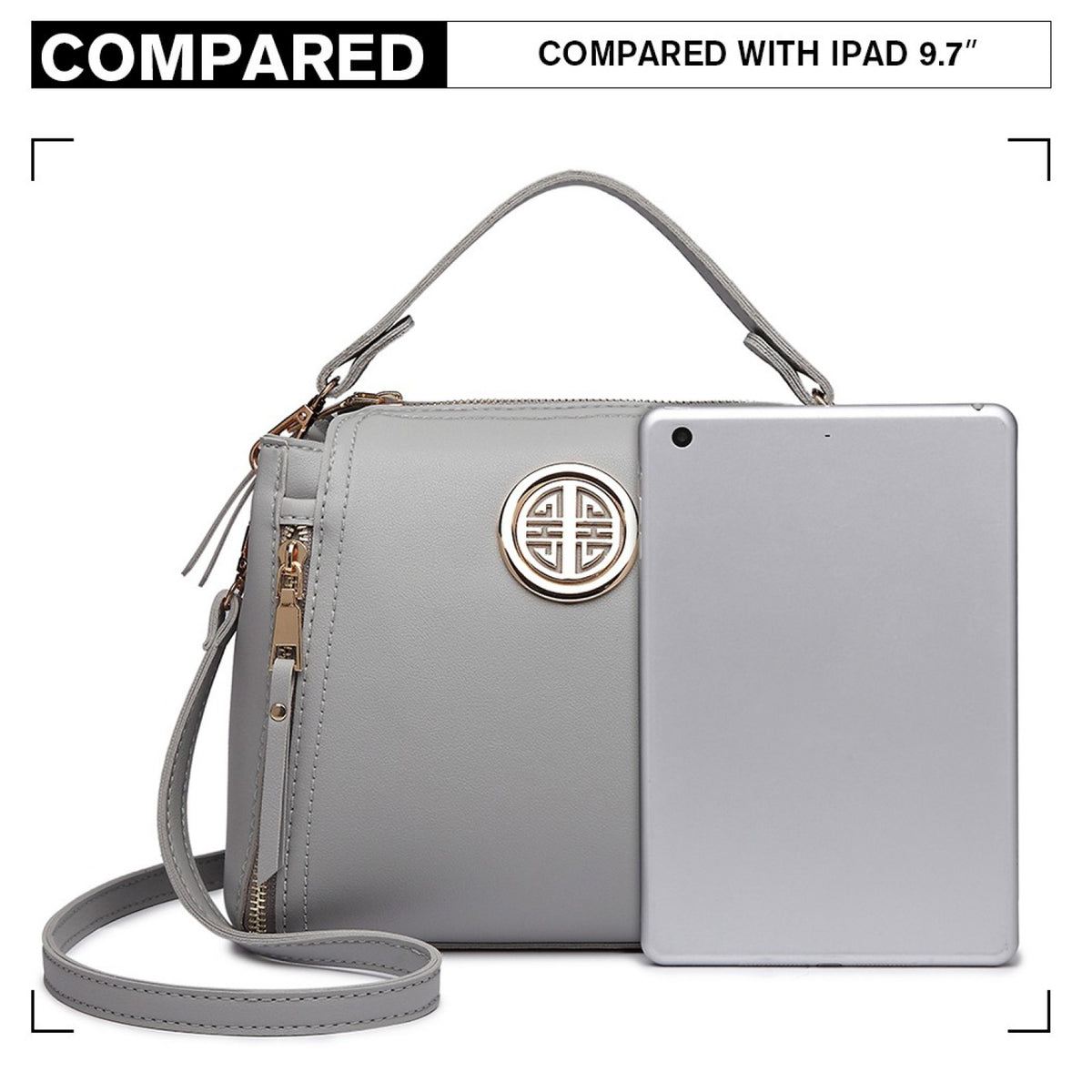 Miss Lulu Leather Look Dual Zipped Handbag