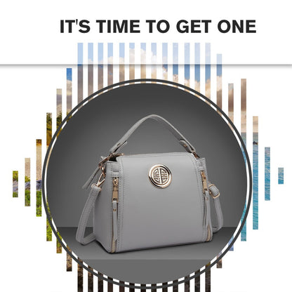 Miss Lulu Leather Look Dual Zipped Handbag