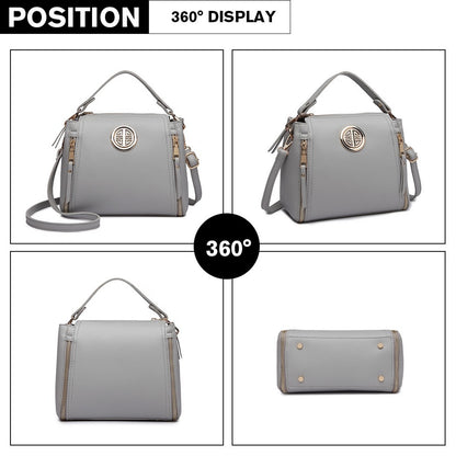 Miss Lulu Leather Look Dual Zipped Handbag