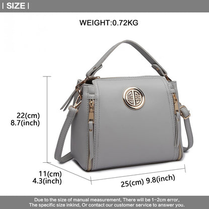 Miss Lulu Leather Look Dual Zipped Handbag