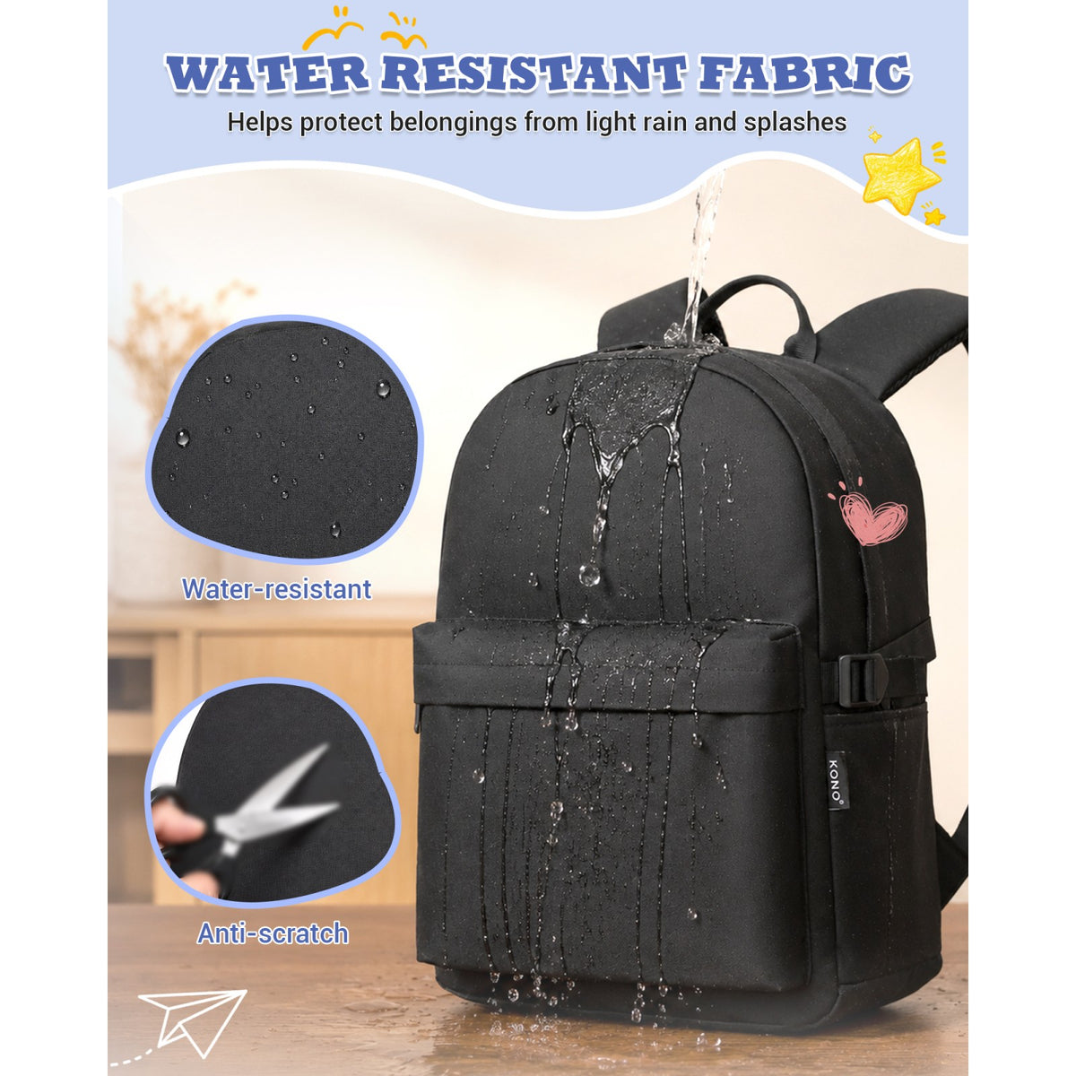 Kono Durable Polyester Everyday Backpack With Sleek Design