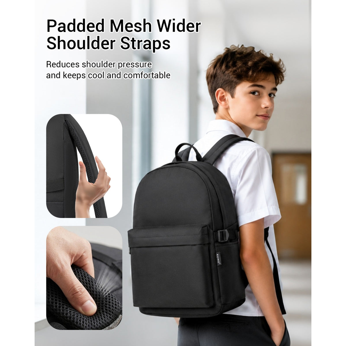 Kono Durable Polyester Everyday Backpack With Sleek Design