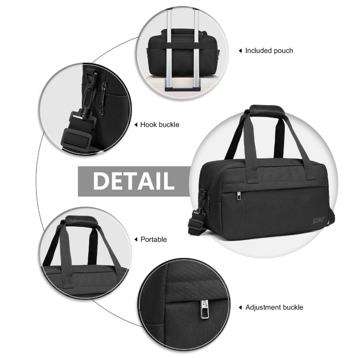 Kono Lightweight Multi Purpose Unisex Sports Travel Duffel Bag