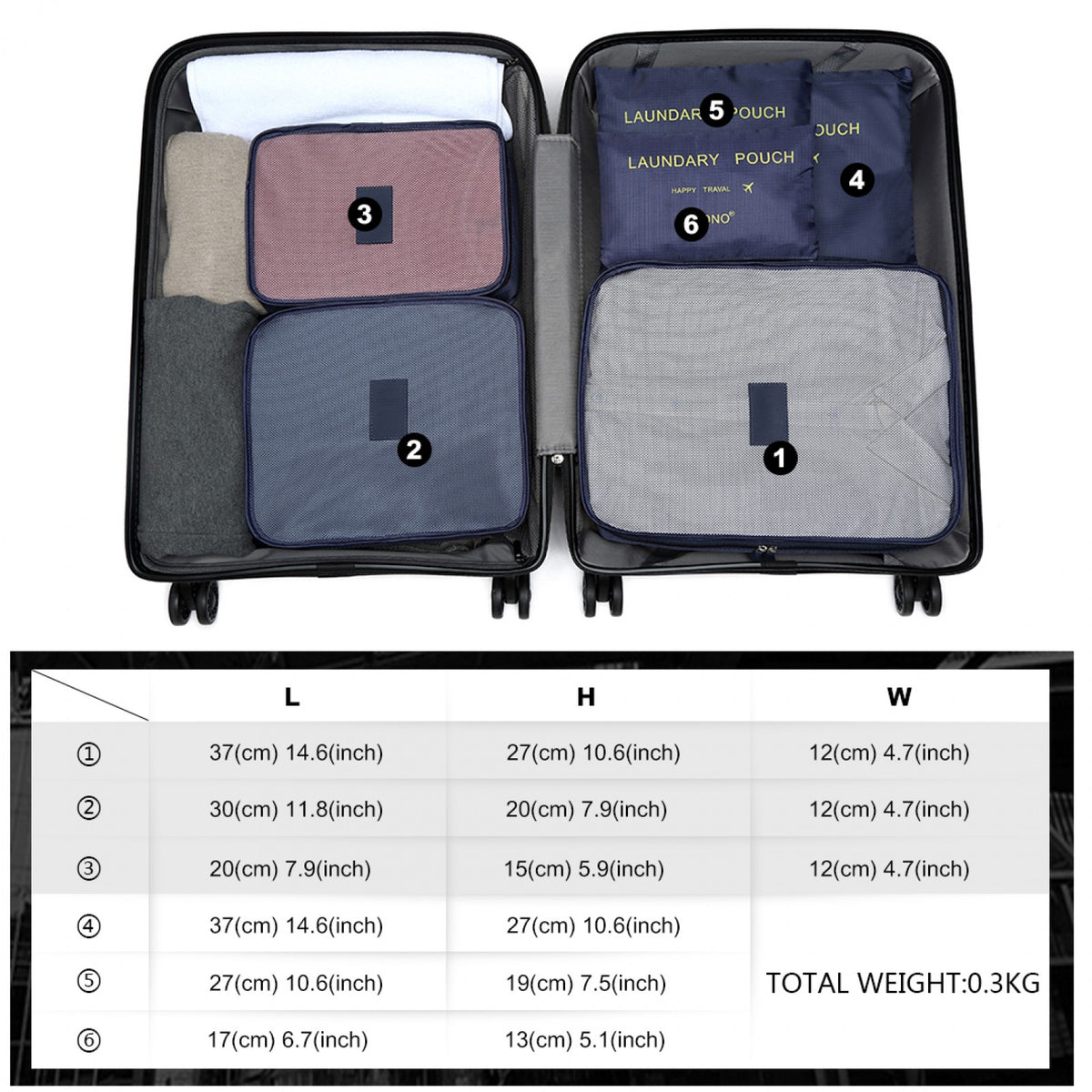 Kono Polyester Travel Luggage Organiser Bag
