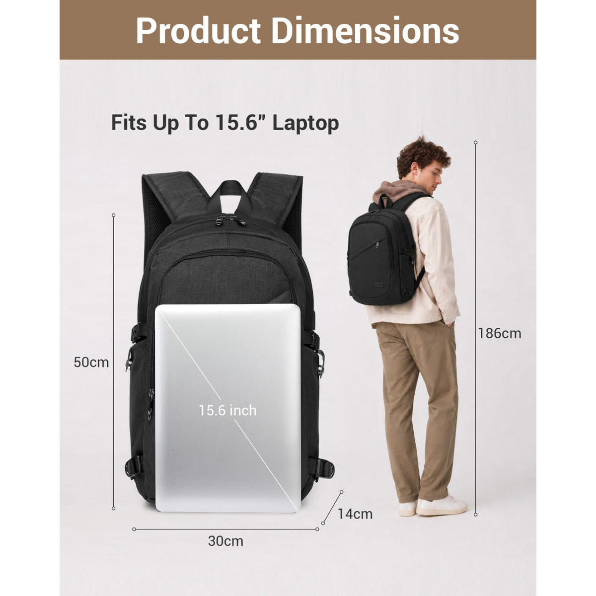 Kono Business Laptop Backpack with USB Charging Port