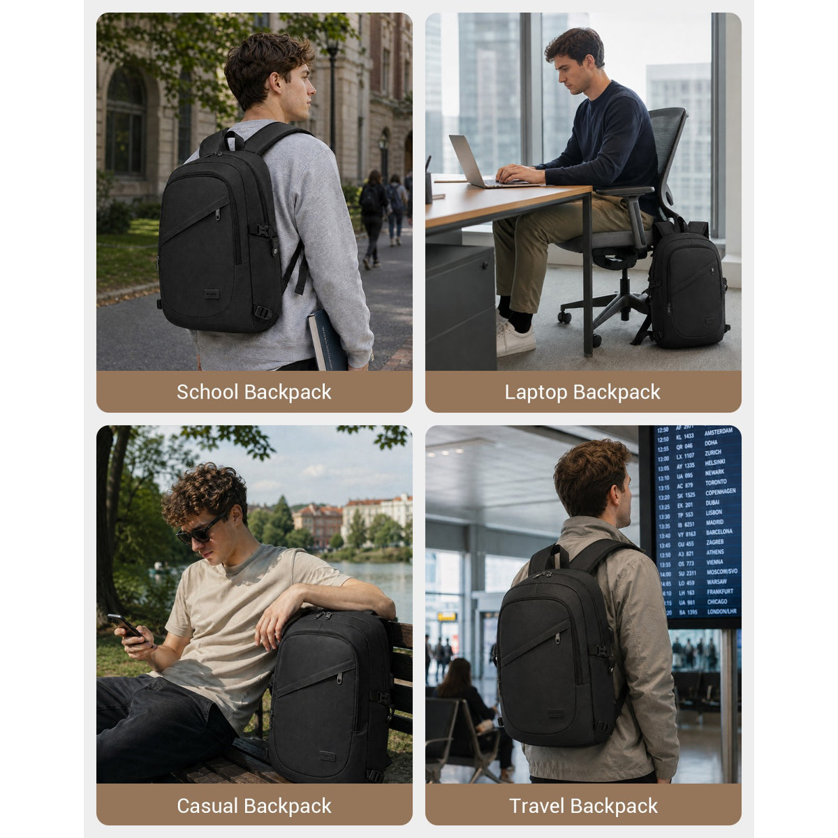 Kono Business Laptop Backpack with USB Charging Port