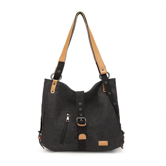 Kono Casual Canvas Dual-Use Bag Large Capacity Shoulder Bag and Backpack