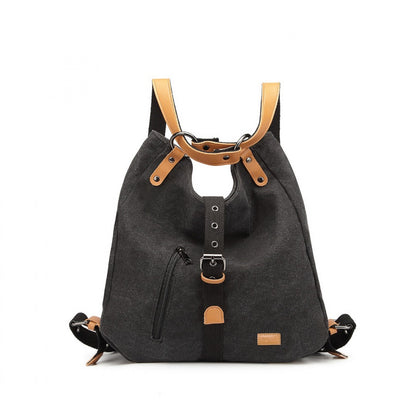 Kono Casual Canvas Dual-Use Bag Large Capacity Shoulder Bag and Backpack