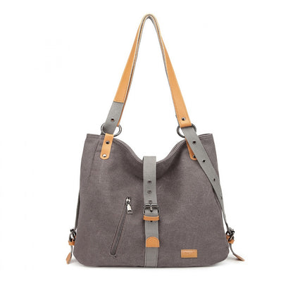 Kono Casual Canvas Dual-Use Bag Large Capacity Shoulder Bag and Backpack