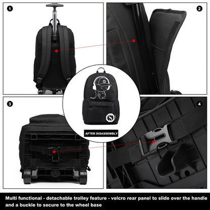 Kono Multi-functional Glow-in-the-Dark Trolley Backpack