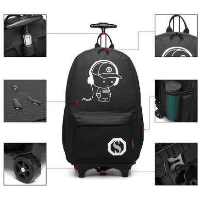 Kono Multi-functional Glow-in-the-Dark Trolley Backpack