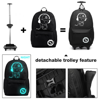 Kono Multi-functional Glow-in-the-Dark Trolley Backpack