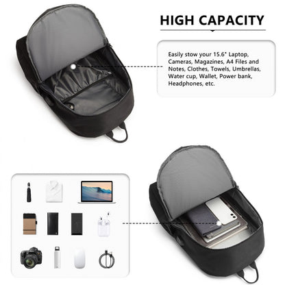 Kono Glow In The Dark Waterproof USB Charging Backpack With Pencil Case