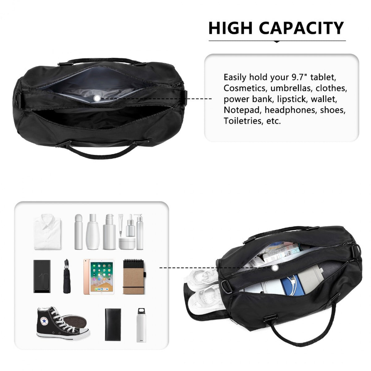 Kono Multi Waterproof Gym bag Carry On Weekend Bag