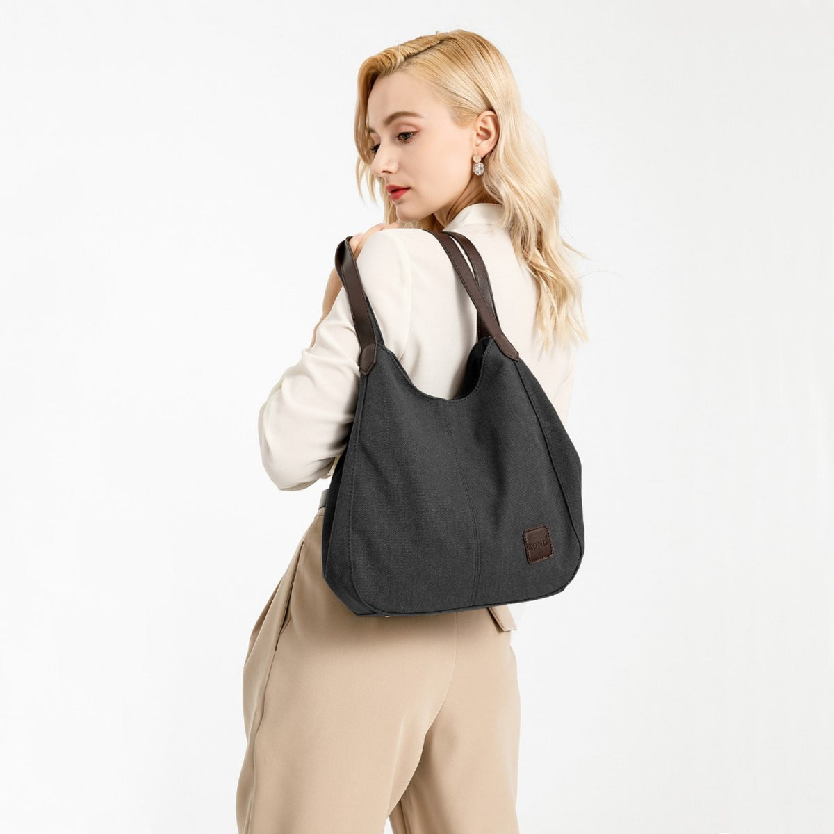Kono Canvas Shoulder Tote Bag