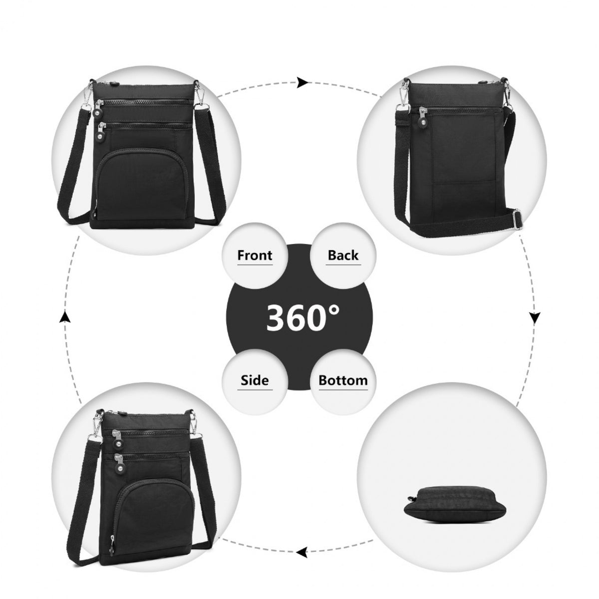 Kono Casual Multi Pocket RFID Blocking Cross body Bag