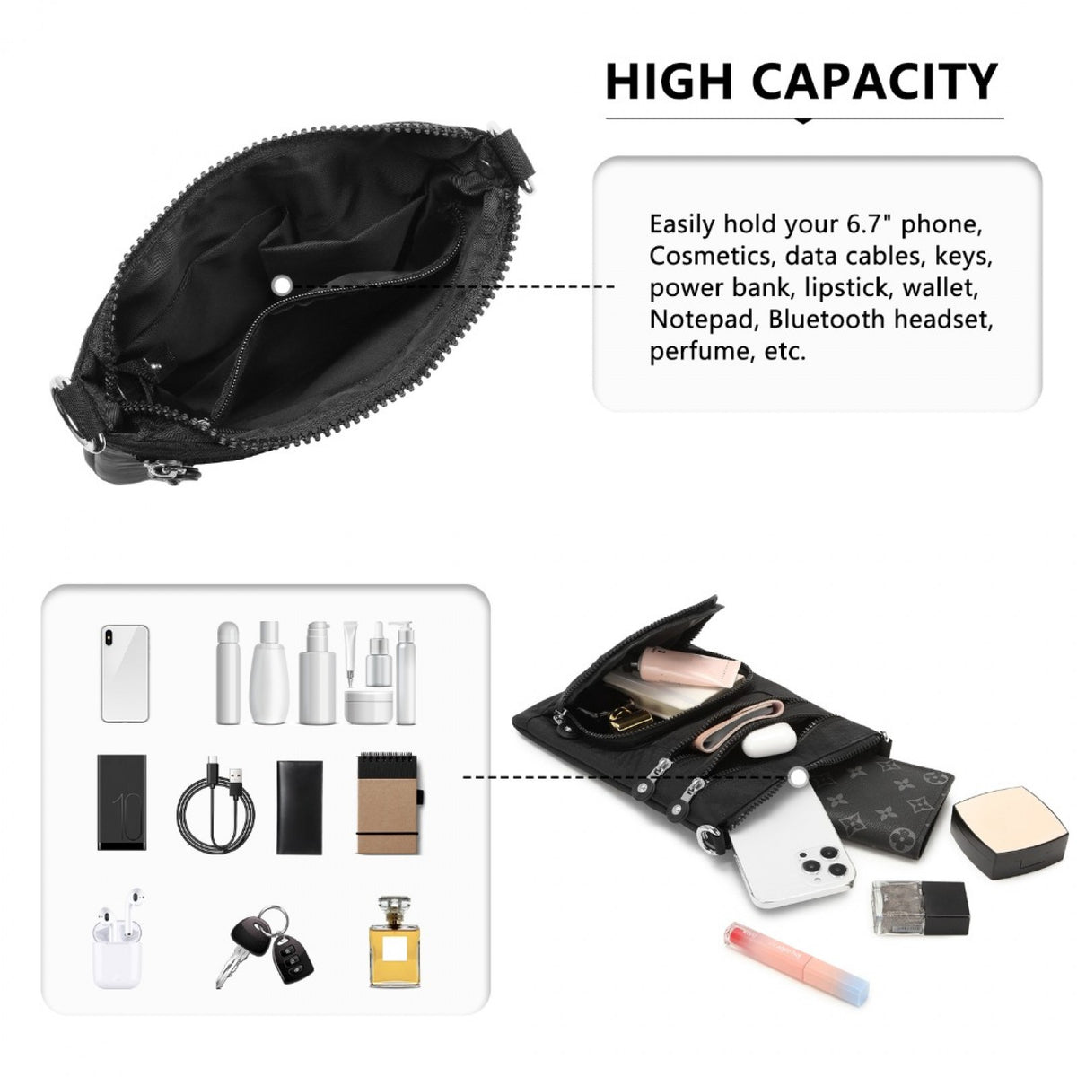 Kono Casual Multi Pocket RFID Blocking Cross body Bag