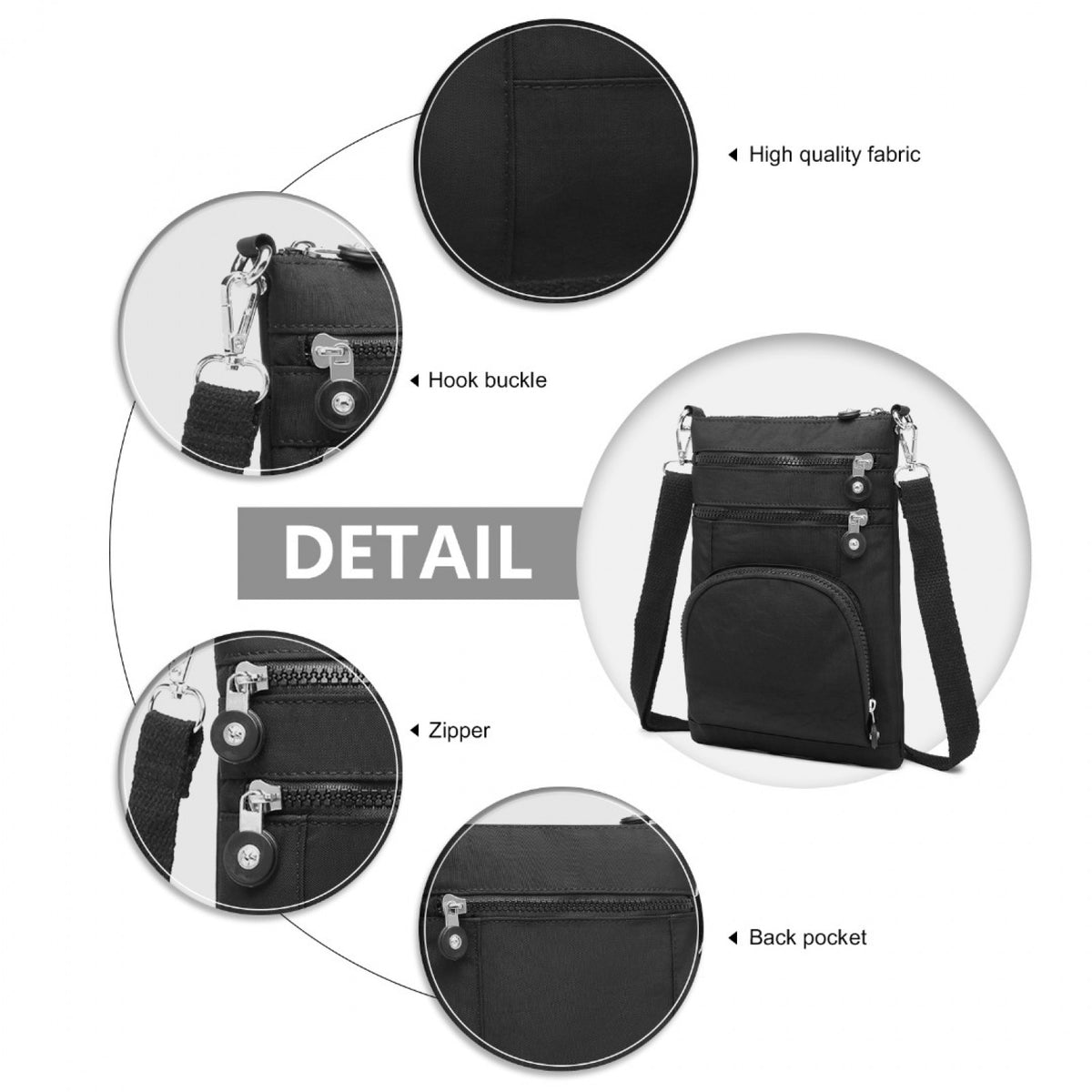 Kono Casual Multi Pocket RFID Blocking Cross body Bag