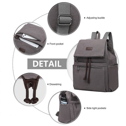 Kono Canvas Clamshell Drawstring School Backpack