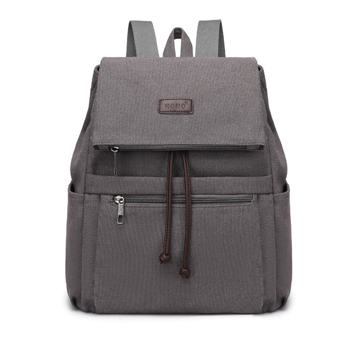 Kono Canvas Clamshell Drawstring School Backpack