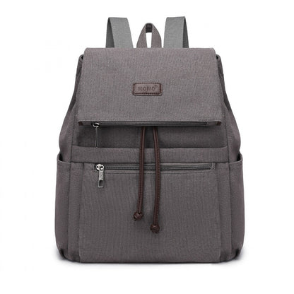 Kono Canvas Clamshell Drawstring School Backpack
