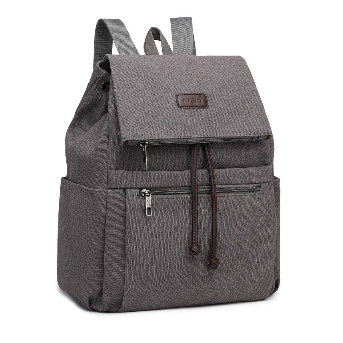 Kono Canvas Clamshell Drawstring School Backpack