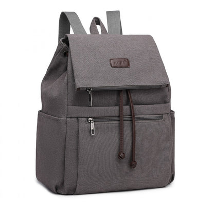 Kono Canvas Clamshell Drawstring School Backpack