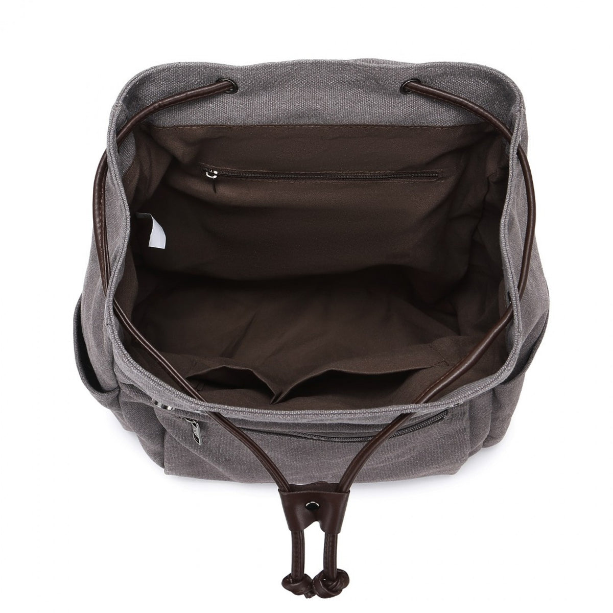 Kono Canvas Clamshell Drawstring School Backpack