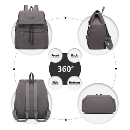 Kono Canvas Clamshell Drawstring School Backpack