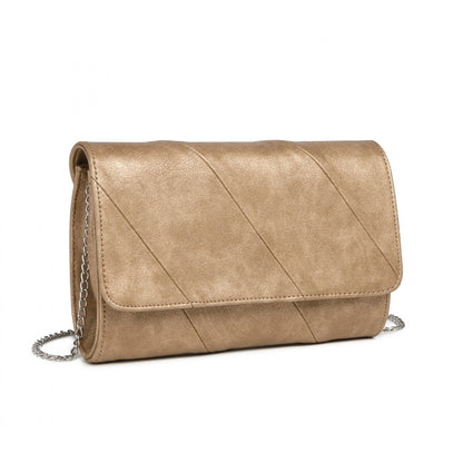 Miss Lulu Stylish Twill Clutch Leather Chain Evening Bag