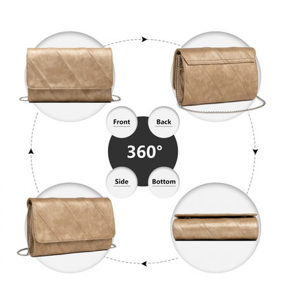 Miss Lulu Stylish Twill Clutch Leather Chain Evening Bag