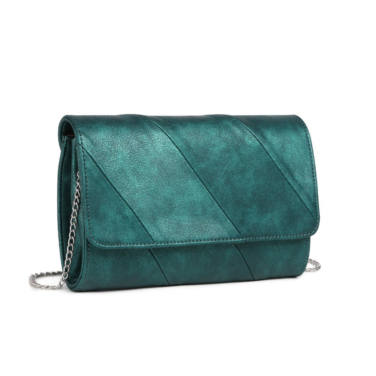 Miss Lulu Stylish Twill Clutch Leather Chain Evening Bag