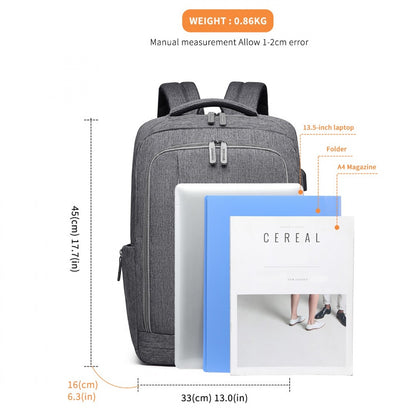 Kono Multi-Compartment Backpack with USB Port