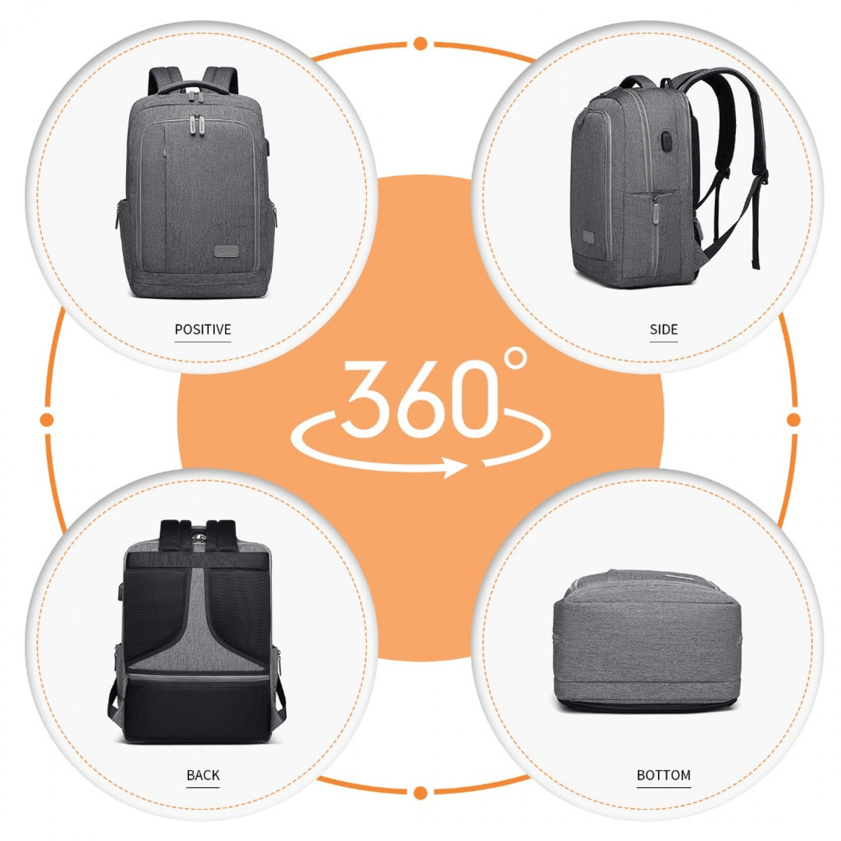 Kono Multi-Compartment Backpack with USB Port