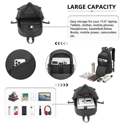 Kono PVC Coated Water-Resistant Tech Backpack With USB Charging Port