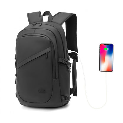 Kono PVC Coated Water-Resistant Tech Backpack With USB Charging Port