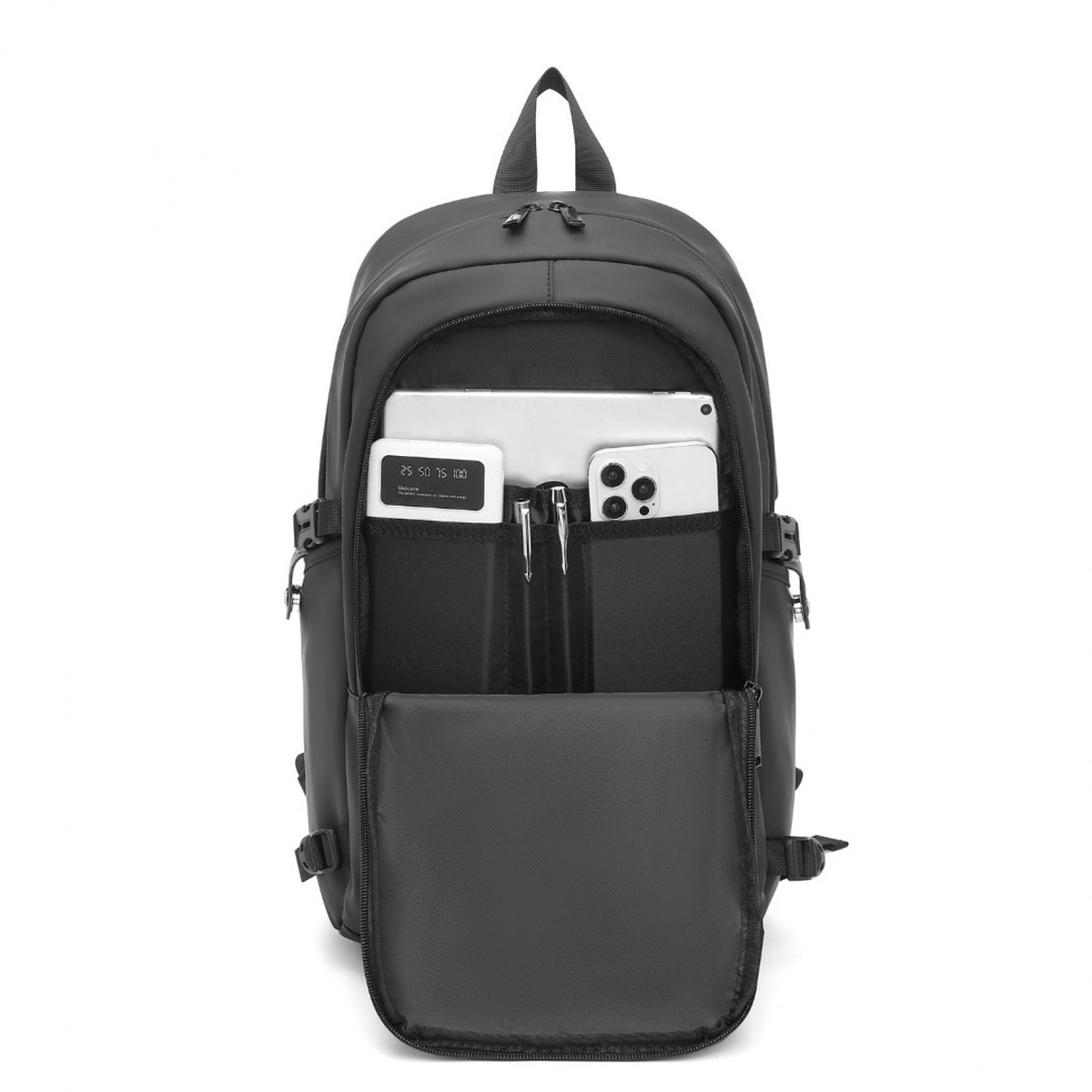 Kono PVC Coated Water-Resistant Tech Backpack With USB Charging Port