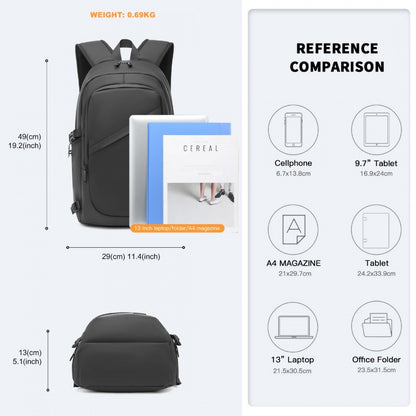Kono PVC Coated Water-Resistant Tech Backpack With USB Charging Port
