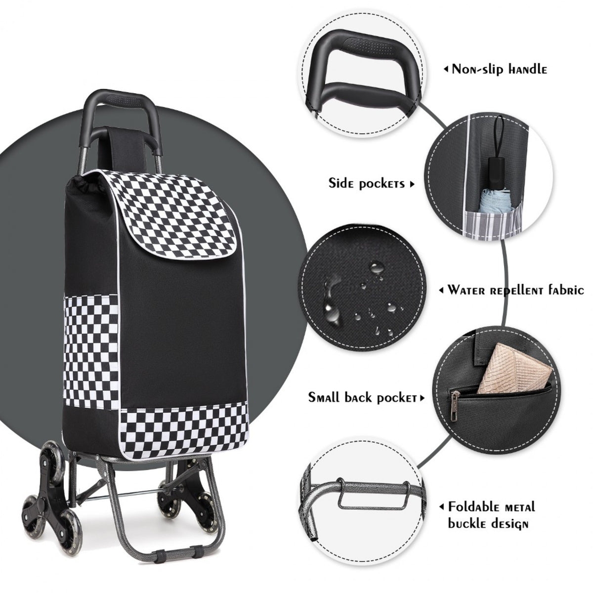 Kono 6 Wheel Push Shopping Trolley