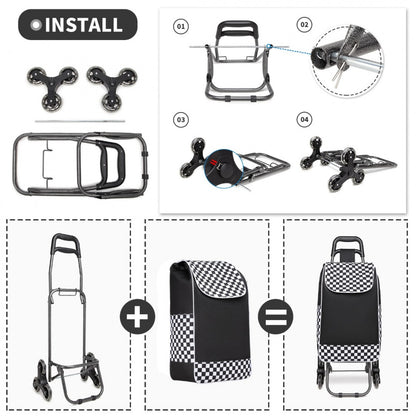 Kono 6 Wheel Push Shopping Trolley