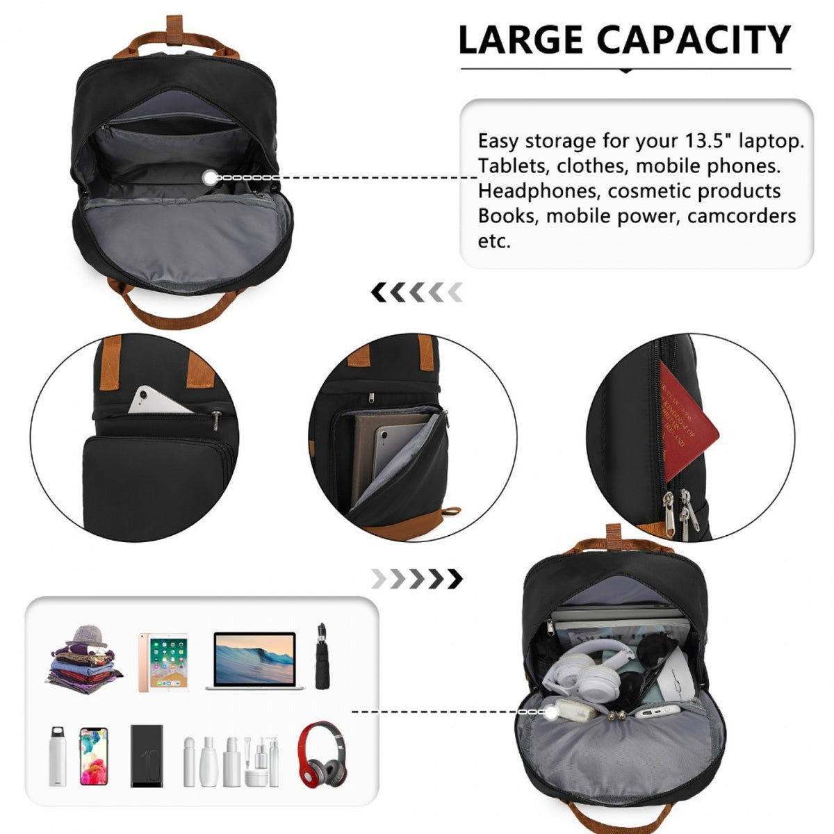 Kono Multi-Compartment Laptop Backpack