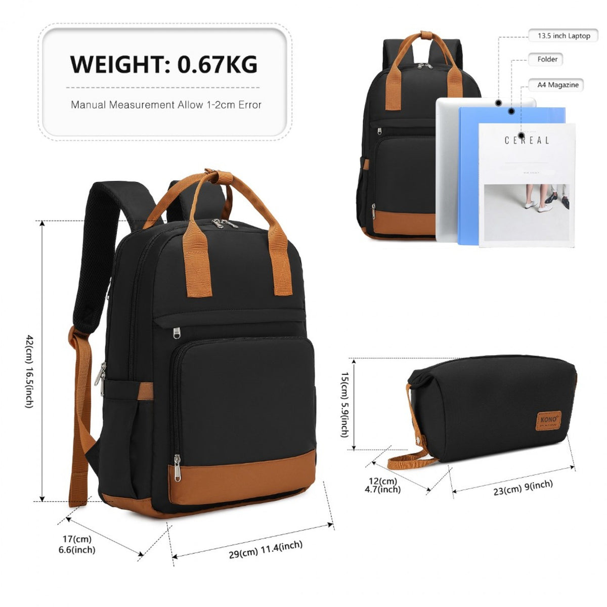 Kono Multi-Compartment Laptop Backpack
